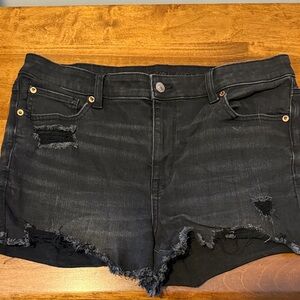 American Eagle Outfitters Black Frayed Jean Shorts